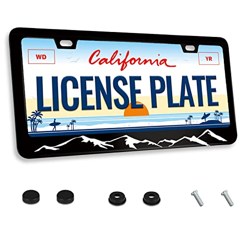 Mountains License Plate Frame Mountains Raised License Plate Frames for Car Decorative Parts Stainless Stee License Plate for Standard Us Canada License Plate Holder 12x6 Inch - color: Mountain, size: One size