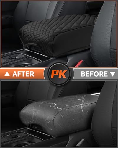 Shademax Center Console Cover for Ford F150 2021-2025 2026 Accessories, F150 Armrest Cover Bucket Seat Console Arm Rest Cushion Pad Leather Middle Console Armrest Lids Protector (Bucket Seat Only) - size: for 2021-2026 Ford F150 Bucket Seat Console