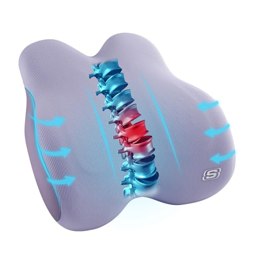 Skechers Women’s Lumbar Pillow,Memory Foam Lumbar Support Pillow for Office,Chair Lower Back Pain Relief Lumbar Pillow,Ergonomic Design Back Support Pillow for Office Chair,Car,Home,Travel,Purple - color: Purple