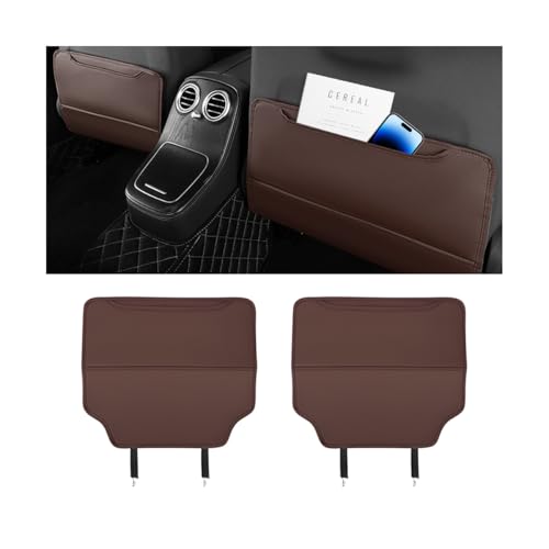 Zpana 2PCS Car Kick Mat Back Seat Protector, Microfiber Leather Vehicle Back Seat Cover with Storage Pocket, Automotive Backseat Anti-Kick Pad for Kids Pets, Universal for Truck SUV RV (Dark Brown) - color: Dark Brown