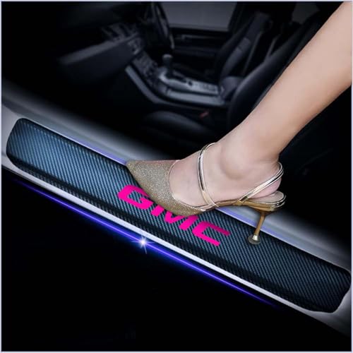 4Pcs Car Door Sill Protector for GMC, Carbon Fiber Anti-Scratch Guard for GMC 1500 2500/HD 3500/HD Denali Elevation AT4 SLT SLE Accessories - Self-Adhesive Car Door & Sill Protector -Pink - color: PINK