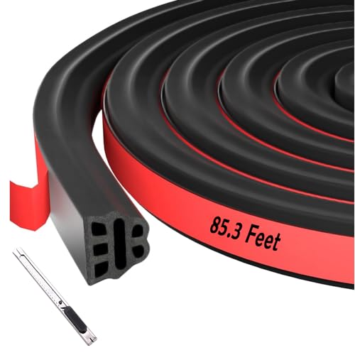 Rubber Weather Stripping Door Seal, Car Door Seal Strip, Double Layer Car Weather Stripping, Self Adhesive Soundproofing for Car Truck Auto RV Doors Windows (85.3FT) - size: 85.3FT