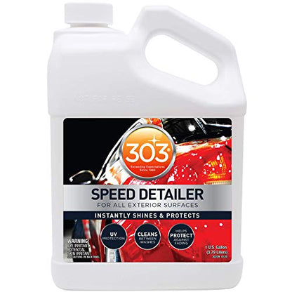 303 Products Speed Detailer - Instantly Shines and Protects - for All Exterior Automotive Surfaces - Cleans Between Washes - UV Protection, 1 Gallon, 4 Pack (30229-4PK) - size: 128 Fl Oz (Pack of 4)