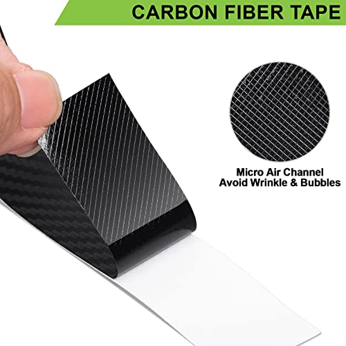 Spurtar Carbon Fiber Wrap, 1 Inch x 20 ft Air Release Black Vinyl Wrap for Cars Chrome Delete 3D Carbon Fiber Tape Blackout Exterior Decor Tape for Vehicles DIY Free Tool 2.5 x 600cm - size: 1 Inch x 20 ft