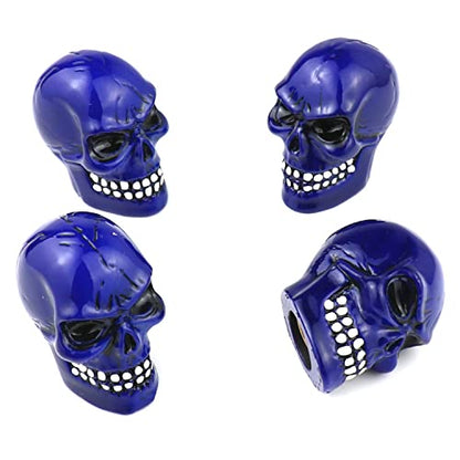 Cars Tires Valve Stem Caps Cover Dustproof Cool Skull Head Universal Fit Most of Cars SUV Bike Trucks Motorcycles 4 Pcs/Set (Blue) - color: Blue