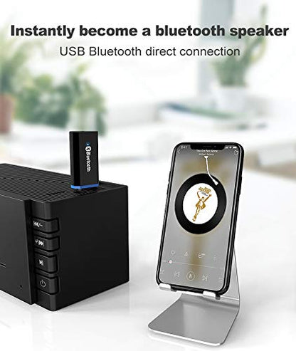 USB Bluetooth Adapter, Bluetooth USB Audio Receiver Wireless Adapter for Home/Car Stereo System, Portable Speakers with AUX in & 3.5mm Cable (Black) - color: Black