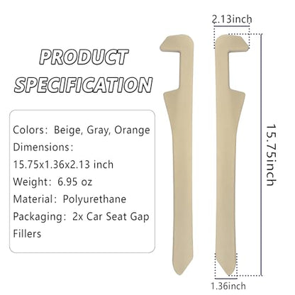 Junecarp Car Seat Gap Filler 2 Pack,Flexible Car Gap Filler Organizer to Impede Items from Dropping,Essential Interior Car Accessories Seat Gap Plug Perfectly Fits Car Gap (Beige) - color: Beige/2pcs