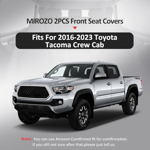MIROZO Tacoma Front Seat Covers, Waterproof Truck Seat Covers Fit for 2016-2023 Toyota Tacoma Crew Cab,Leather Automotive Seat Cover Car Seat Covers (Black and Red,2PCS Front) - color: Black And Red, size: 2PCS Front（2016-2023 Tacoma）