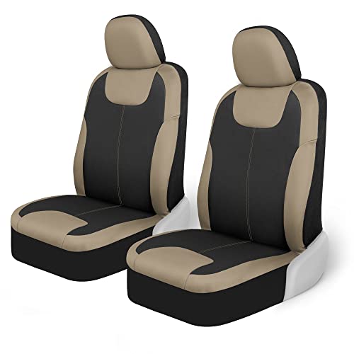 Motor Trend Beige Waterproof Seat Covers for Front Seats – Premium Neoprene Car Seat Covers, Car Seat Protectors with Removable Headrest, Interior Covers for Auto, Truck, Van, SUV Seat Protection - color: Beige Front Seats