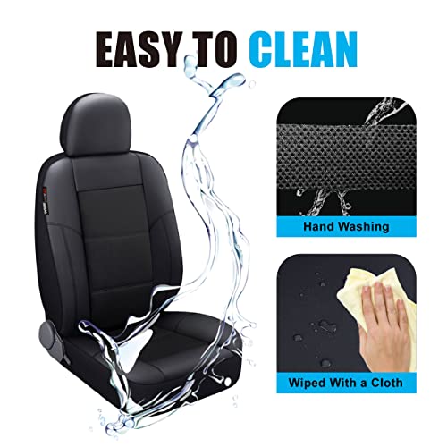 P&J AUTO Leather and Mesh Car Seat Cover Front Pair Universal Fit for Cars Trucks Vans & SUVs Airbag Compatible (Black) - color: BK BK