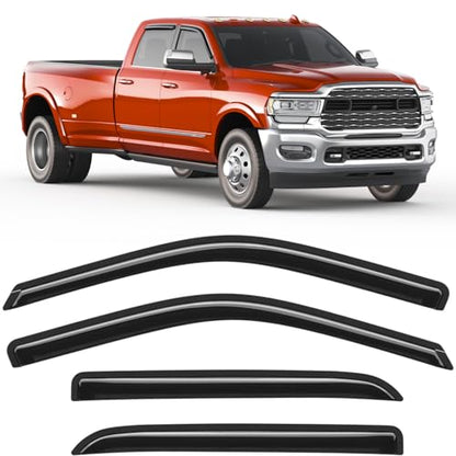 Tape-on Rain Guards Fit for Dodge Ram 1500 2009-2024 Ram 2500 & 3500 2010-2025 Extra-Thick Window Rain Guard Window Deflectors Window Vent Visors Vent Shades Exterior Car Accessories-4PCS - size: Fit for 09-24 Ram 1500/10-25 Ram 2500 & 3500