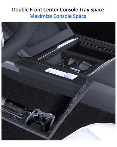 5PCS Center Console Organizer Tray for Tesla Model Y Juniper Model 3 Highland Accessories 2025 2026, Smooth Sliding Center Tray Armrest Organizer Cup Holder Insert Hidden Compartment Storage - size: Juniper & Highland (Style 2)