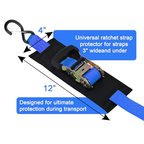 2 PCS Universal Tie Down Strap Protector Sleeve,Protective Sleeves for Ratchet Straps,Preventing Damage to Boat, Trailers, Kayaks, Yacht,Trucks, Waverunner, 4 x 12 Inches(Black)