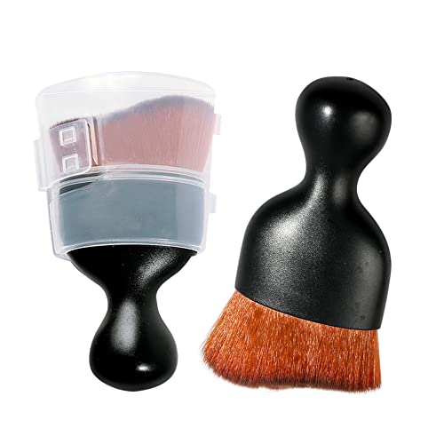 AOCISKA Car Interior Detailing Brush,Soft Bristle Cleaning Brush Car Detailing Brush Dusting Brush,Car Interior Cleaning Tool,Auto Detail Brush Car Dash Duster Brush (Black&Brown with Cap) - color: Black&brown With Cap