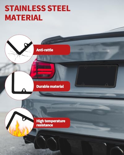 Chrome License Plate Frame Made of Zinc Alloy Metal, Universal Car Accessories,1 Pack License Plate Holder Never Rust and Unbreakable with Metal Screws& Chrome Caps and Screwdriver (1 PCS Black) - color: 1 PCS Black