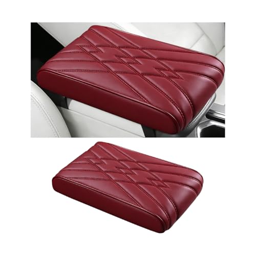 Car Center Console Cover, Memory Foam Leather Soft Breathable Armrest Seat Storage Box Protector Pad, Automotive Interior Middle Console Cushion Cover, Universal for Truck SUV Van (Red) - color: Red