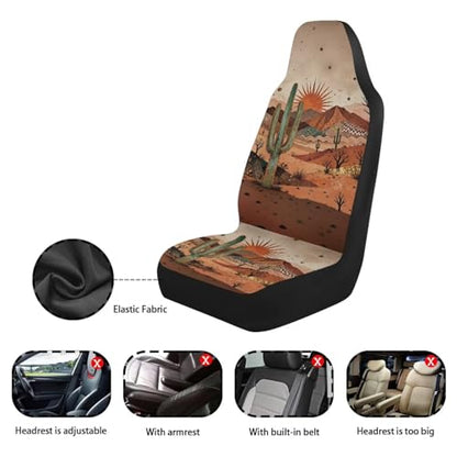 Desert Cactus Car Front Seat Covers Arizona State Car Seat Covers Full Set of 2 Stretch Polyester Fabric Cover Automotive Interior Seats Covers for Most Cars SUV Sedans - color: Desert Cactus