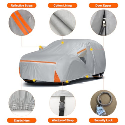 Car Cover for 2016-2025 Cadillac XT5, Waterproof Custom-fit Sun Rain Dust Snow Wind All Weather Protection Outdoor XT5 Full Car Cover with Cotton Lining and Door Zipper-Gray - size: XT5 Cover