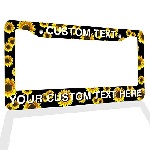 Your Custom Text Plate Frame Custom Personalized Text License Plate Frame Custom Funny License Plate Holder Custom Funny License Plate Holder - Sunflowers - color: sunflowers, size: One frame