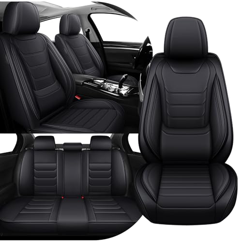 Car Seat Cover Full Set for BMW X3 Seat Covers 2004-2025, Nappa Leather Waterproof Seat Covers for Cars, Airbag Compatible, Universal Automotive Seat Covers (Standard 5 Seats/Black) - color: Black, size: 5 Seats Standard