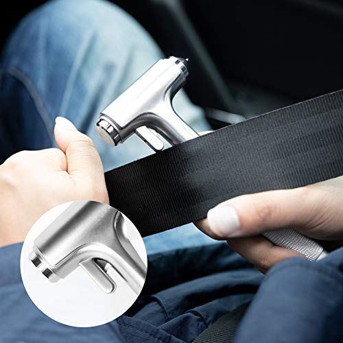 MOTORBUDDY Car Safety Hammer, Fireproof Metal Emergency Escape Hammer with Hard Alloy Head Window Breaker and Seat Belt Cutter, Aluminium Alloy Emergency Escape Tool for Car Accidents - color: Silver