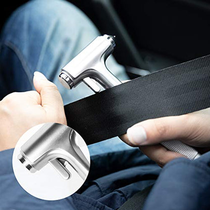 MOTORBUDDY Car Safety Hammer, Fireproof Metal Emergency Escape Hammer with Hard Alloy Head Window Breaker and Seat Belt Cutter, Aluminium Alloy Emergency Escape Tool for Car Accidents - color: Silver