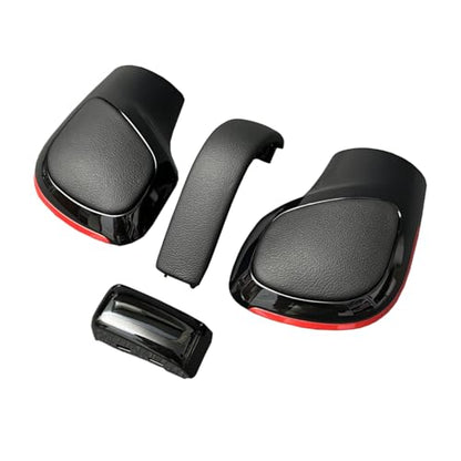 Leather Gear Shift Knob Gear Side Cover with Black Chrome (Set of 4) Parts for VW Golf 6 7 R GTI Passat B7 B8 CC R20 Jetta MK6 GLI Car Parts