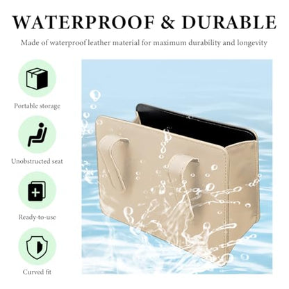 Car Trash Can, Foldable Leather Automotive Garbage Bin Organizer Holder with One Roll Trash Bag, Multi-Function Mini Hanging Dustbin Storage Bag Container for SUV Truck RV (Beige) - color: Beige