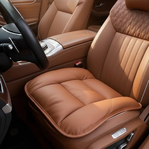 CORRIDOR Genuine Leather Seat Cushion for Car - Handmade - Relieve Hip, Pressure and Sciatica Pain - Ideal for Lower Back Pain - for Office Chair and Car Seat (Red Flag Brown, Cushion) - color: Red Flag Brown, size: Cushion