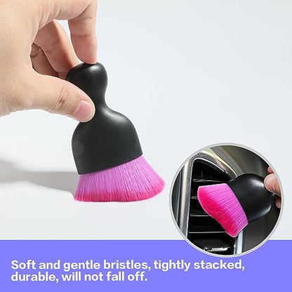 AOCISKA Car Interior Detailing Brush,Soft Bristle Cleaning Brush Car Detailing Brush Dusting Brush,Car Interior Cleaning Tool,Auto Detail Brush Car Dash Duster Brush (Black&Double Purple) - color: Black&double Purple