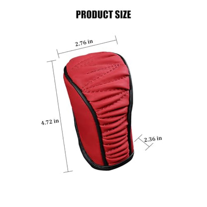 Zpana Car Gear Shift Knob Cover, Leather Automatic Vehicle Shifter Knob Protector, Anti-Slip Auto Interior Gear Stick Lever Handle Protection Cover, Universal for SUV, Sedan, Truck (Red/Black) - color: Red/Black