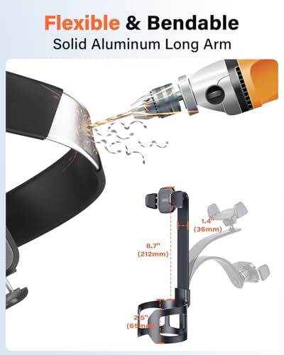 APPS2Car Cup Phone Holder for Car with Solid Adjustable Alloy Arm, Save Space, Easy Installation, Long Neck Car Phone Mount Compatible with iPhone Samsung Google Smartphones - size: Small to Medium