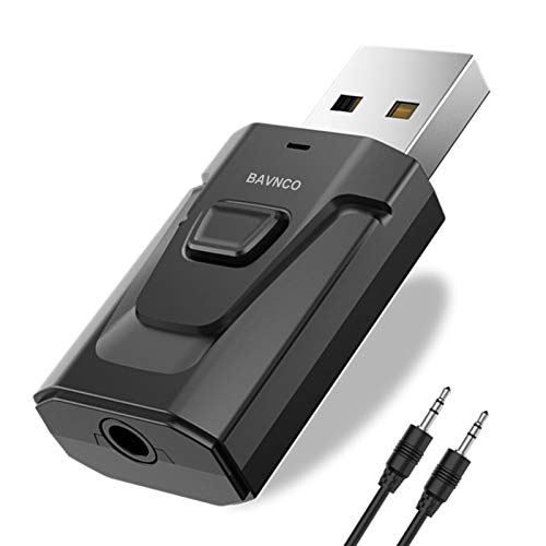 Bluetooth Car Aux Adapter, Wireless 5.0 Stereo Music Receiver Noise Cancelling Hands-Free Car Kits, Mini 3.5mm Jack Audio Adapter Transmitter for Car/Home Stereo, Speakers, PC, TV More Audio System