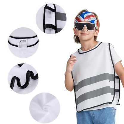 A-SAFETY kids High Vis Reflective construction Safety vest - color: White, size: 10-14Year