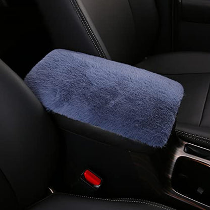 Fluffy Furry Armrest Cover for Car, Auto Center Console Cover Pad Car Soft Console Pad Wool Fur Armrest Seat Box Cover Protector Universal Fit for Most Vehicle, SUV (Gray) - color: Gary