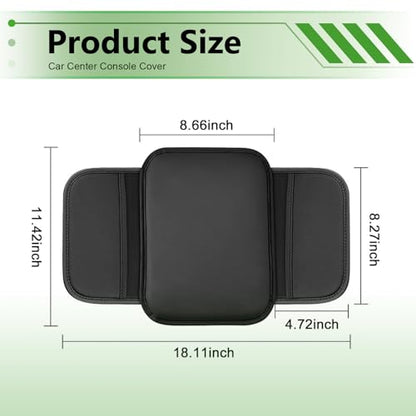 Soft Leather Car Center Console Cover, 8.66" x 11.42" Waterproof Armrest Pad with 2 Storage Bags, Scratch Resistant Middle Console Protector, Universal for Car SUV Truck Sedan (Black) - color: Black