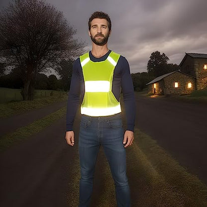 Reflective Vest Safety Running Gear with Pocket for Running Biking Walking - color: Neon Yellow, size: Large