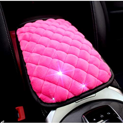 Bling Bling Car Armrest Cover Auto Center Console Protective Cover Luster Crystal Rhinestone Car Arm Rest Cushion Pad Car Interior Accessory (Pink 2) - color: Pink 2