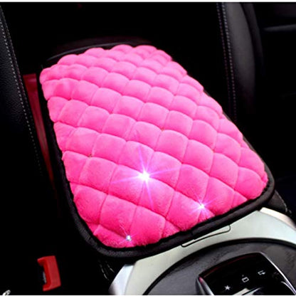 Bling Bling Car Armrest Cover Auto Center Console Protective Cover Luster Crystal Rhinestone Car Arm Rest Cushion Pad Car Interior Accessory (Pink 2) - color: Pink 2