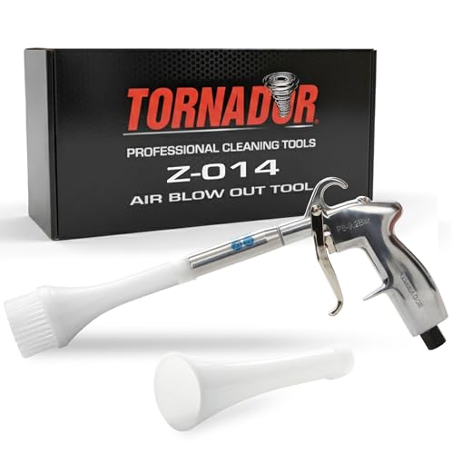 Tornador Z-014 Air Blow Out Tool Bundle | Includes CT-900 Brush Cone | High-Velocity Air Blowout with Brush Agitation | Professional Detailing for Vents, Carpet & Upholstery - size: Z-014 + Brush Cone