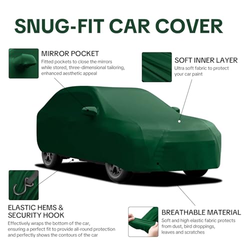 WinPower Indoor Car Cover SUV 188-198 Inch Soft Stretch Breathable Dustproof Scratch Protection Elastic Full Cover for Underground Garage Auto Show, Green - size: XL-SUV(188-198 Inch)