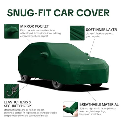 WinPower Indoor Car Cover SUV 198-208 Inch Soft Stretch Breathable Dustproof Scratch Protection Elastic Full Cover for Underground Garage Auto Show, Green - size: XXL-SUV(198-208 Inch)