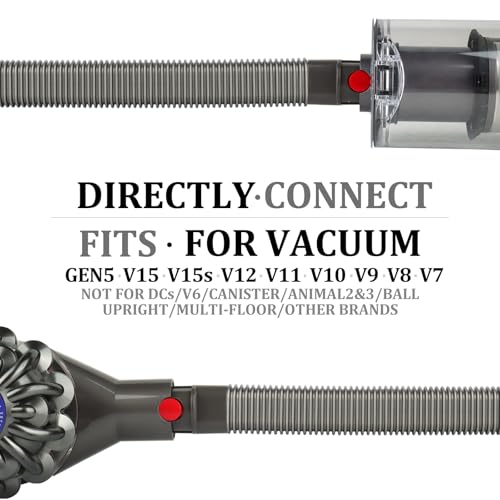 Fullclean Dryer Vent Cleaner Hose Vacuum Attachments for Dyson GEN5 V15 V15s V12 V11 V10 V9 V8 V7 Detect Absolute Cyclone Outsize Slim Vacuum Cleaner Nozzle Crevice Flexible Lint Removal Tool - style: Dryer Hose Gray