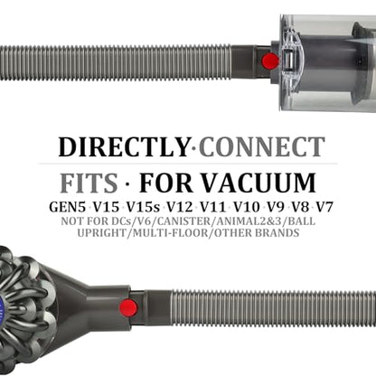 Fullclean Dryer Vent Cleaner Hose Vacuum Attachments for Dyson GEN5 V15 V15s V12 V11 V10 V9 V8 V7 Detect Absolute Cyclone Outsize Slim Vacuum Cleaner Nozzle Crevice Flexible Lint Removal Tool - style: Dryer Hose Gray