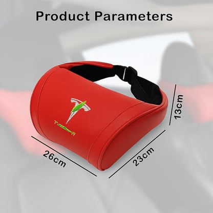 Car Headrest Neck Pillow Support Ergonomic, with Valve Stem Covers Accessory for Driving Seat Fatigue Relief Compatible with Model S X 3 Y & Cybertruck - 2 Pieces - color: C. Red Ver. 2