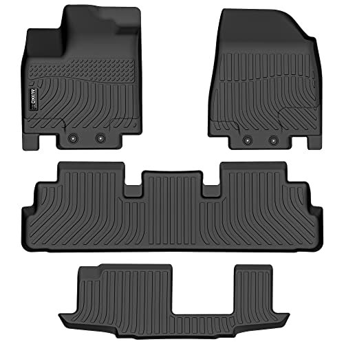 Auxko All Weather Floor Mats Fit for Nissan Pathfinder 2022-2025 2026(8 Seaters) / Infiniti QX60 (7 Seaters) TPE Rubber Liners Set All Season Guard Odorless Anti-Slip Floor Mats - size: 1) pathfinder 8p & qx60 7p|2022-2026|floor mats B
