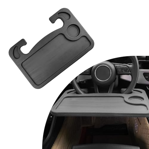 Dickno Car Steering Wheel Desk, Multipurpose Auto Steering Wheel Tray with Drink Holder, Steering Wheel Food Tray for Eating, Universal Vehicle Travel Accessories for Constant Travelers (Black) - color: Black