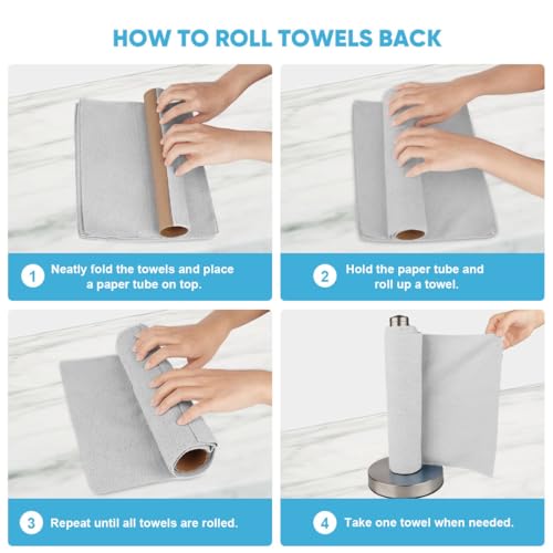 AIDEA Microfiber Cleaning Cloth Roll, Grey 75PK, Reusable Paper Towels Tear Away Cloth, Microfiber Towels for Cars, Wash Cloths, Lint Free Rags for House, Kitchen,Window,Cleaning Supplies 11.5"×11.5" - color: Grey