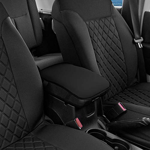 FH Group Faux Leather Center Console Armrest Cushion, Luxury Seat Box Cover Protector fits Most Cars, SUVs, and Trucks Black - color: Black, style: Console Cover (Plain)