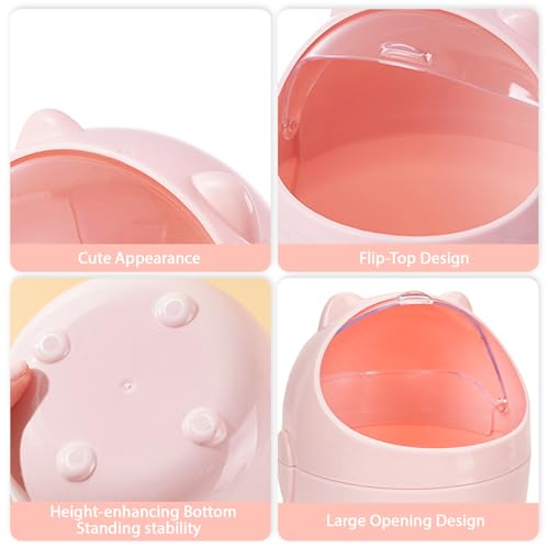 3 Pack Cute Mini Trash Can, Small Desk Trash Can with Lids, Countertop Tiny Garbage Cans with 180 Trash Bags and 3Pcs Stickers, Kawaii Plastic Waste Bin for Bathrooms Kitchen Office - color: Style 2, 3Pcs